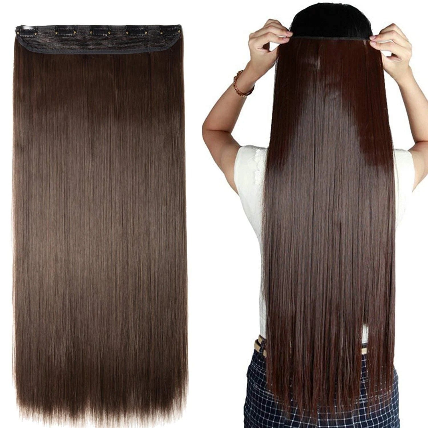 24 Inches" Clip In Hair Extensions + FREE Hair Bun (Juda) Extension