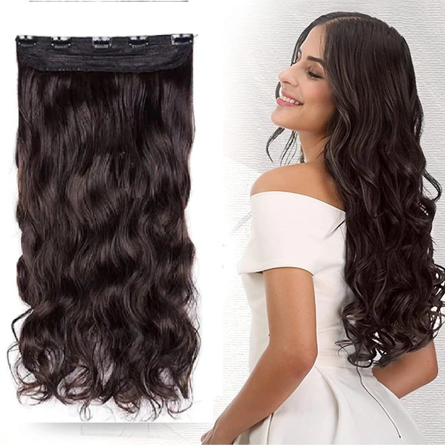 24 Inches" Clip In Hair Extensions + FREE Hair Bun (Juda) Extension