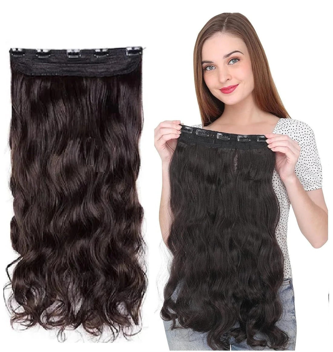 24 Inches" Clip In Hair Extensions + FREE Hair Bun (Juda) Extension