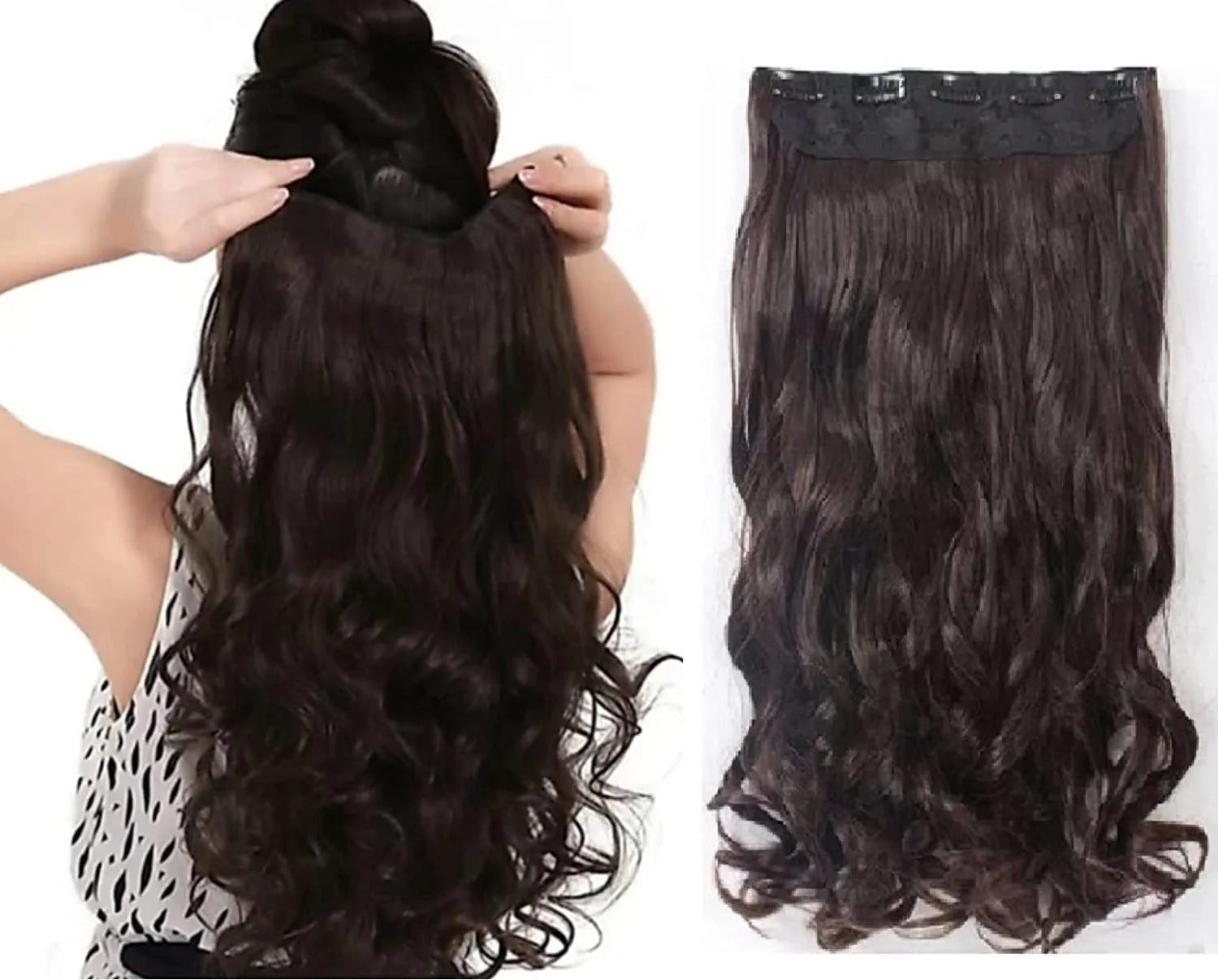 24 Inches" Clip In Hair Extensions + FREE Hair Bun (Juda) Extension