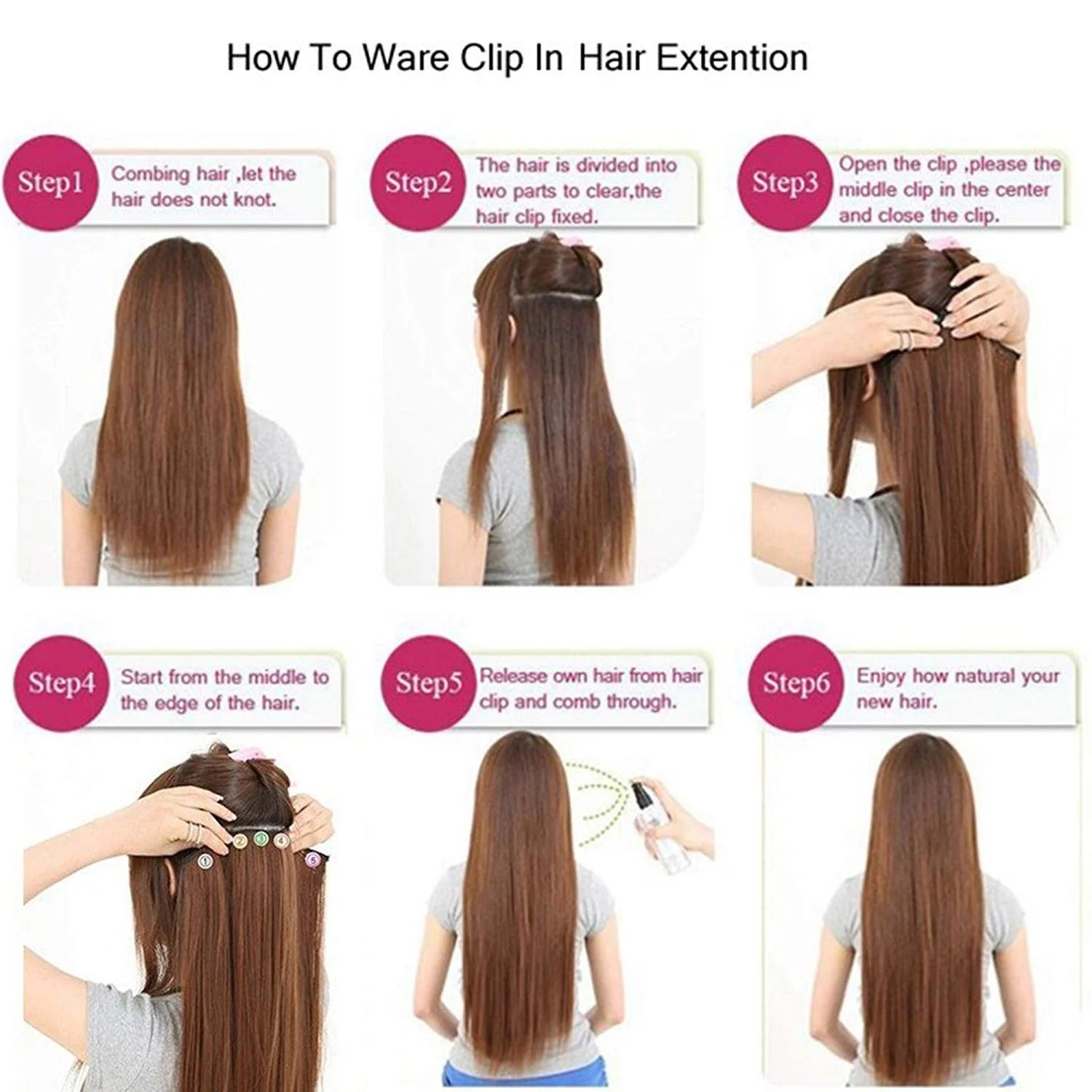 24 Inches" Clip In Hair Extensions + FREE Hair Bun (Juda) Extension