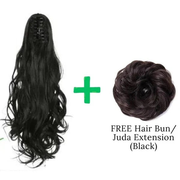 22 Inch Ponytail Hair Extension + FREE Messy Hair Bun (Juda)
