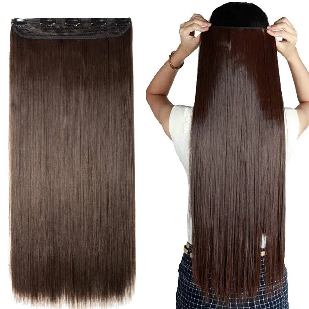 24 Inches" Clip In Hair Extensions + FREE Hair Bun (Juda) Extension